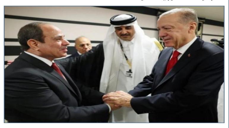 أول مصافحة بين إردوغان والسيسي على هامش افتتاح كأس العالم لكرة القدم بقطر